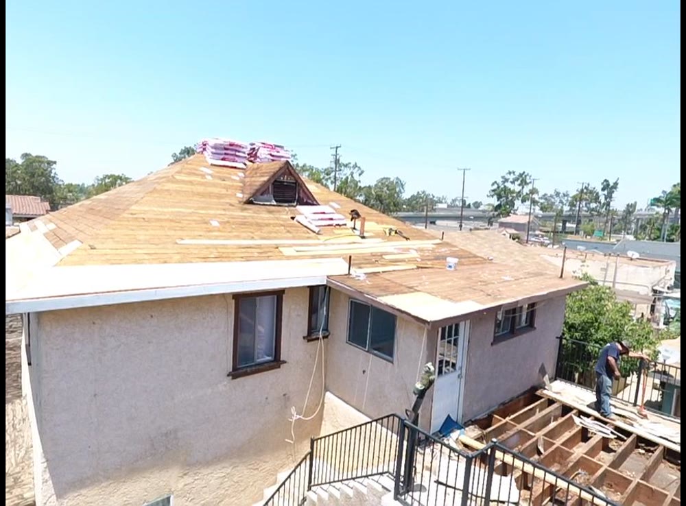 New wood roof decking